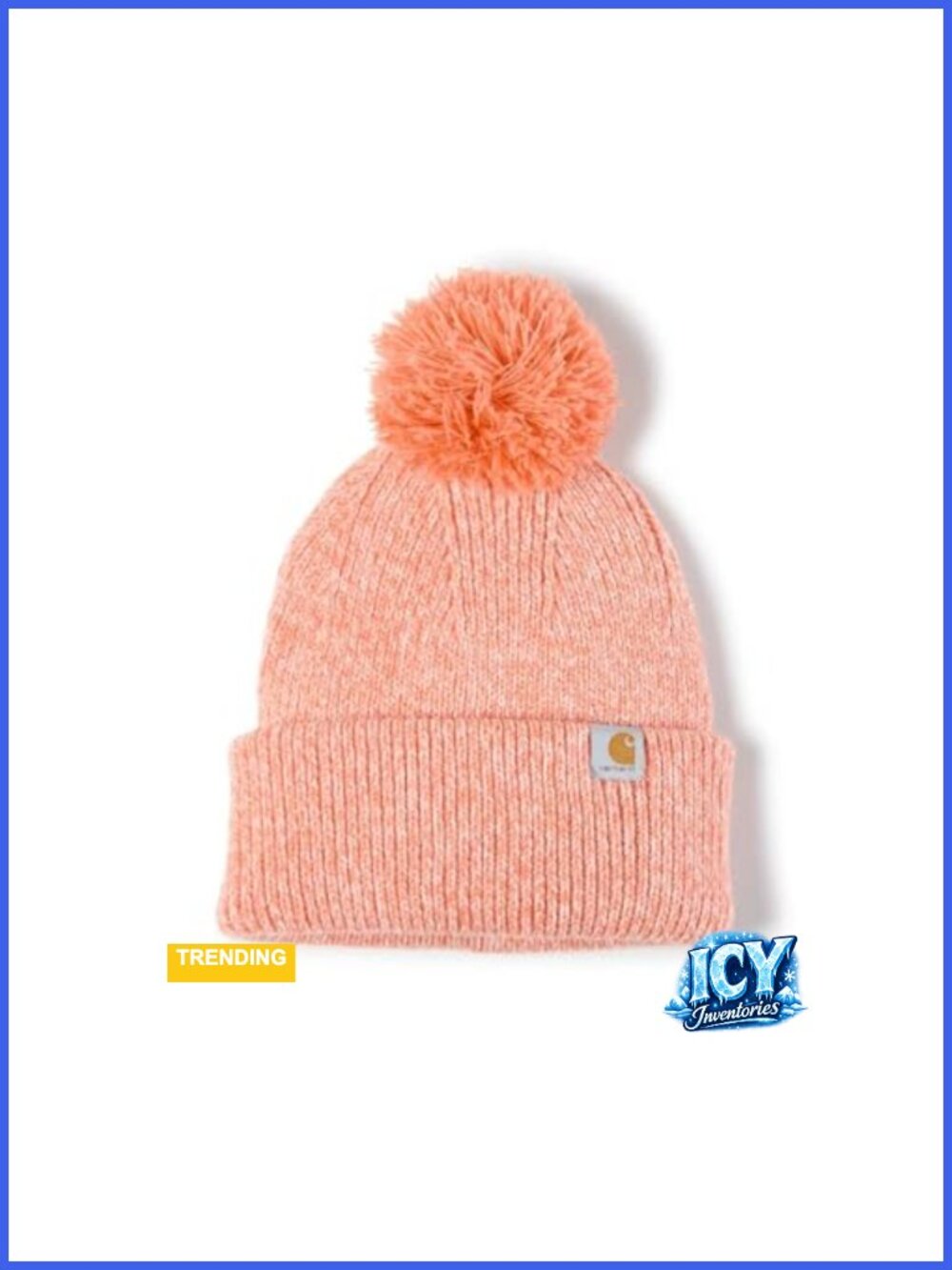 Knit Pom-Pom Cuffed Beanie Winter Hat Casual Cold Weather
